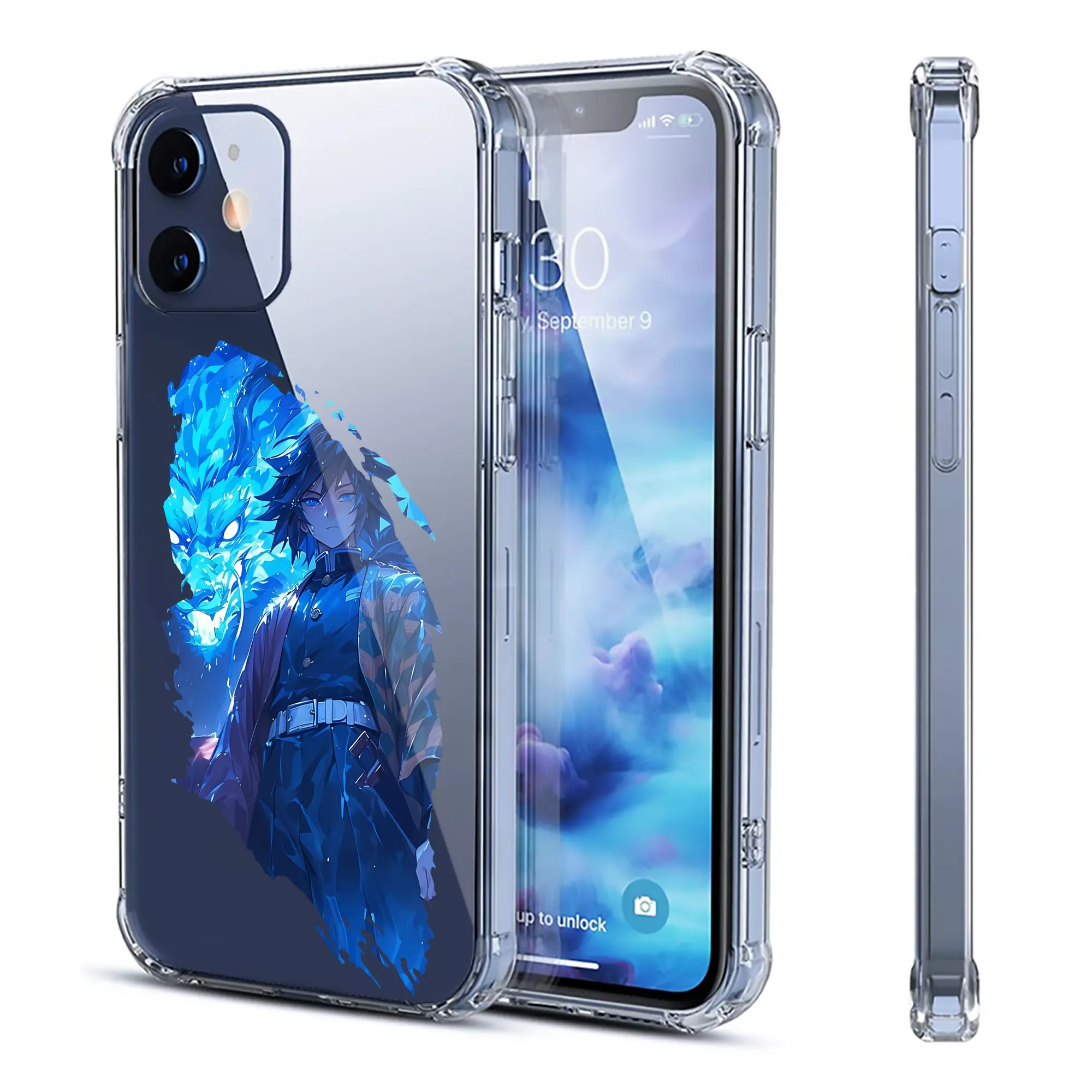 鬼滅の刃 グッズ,冨岡 義勇 - IPhone 12シリーズ対応 ・ 透明スマホケース ・ クリアソフトケース ・ TPU素材 ・ 耐衝撃 ・ 高密着 ・ 防汚 防指紋 ・ 簡単着脱